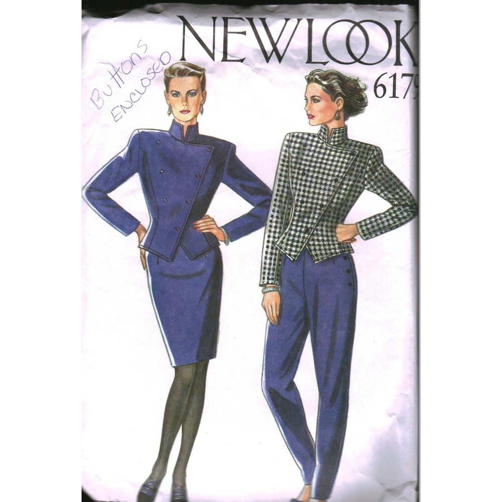 Vintage New Look 6179 Sewing Pattern Jacket Skirt Trousers Size 8-12 cut